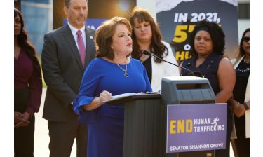 Senator Shannon Grove reacts to 16 and 17-year-olds being removed from child sex trafficking bill